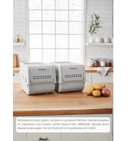 2'li Mini Boy Patates Soğan Sepeti BPA Free Sebzelik Organizer Kutu Motek Gri 8 L