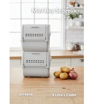 2'li Mini Patates Soğan Sepeti Gri 16 L (2x8L) - İstiflenebilir Sebzelik