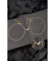 925 Ayar Gümüş Rodyum Gold Mıknatıslı Çift Kalp Aşk Bileklik