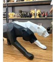 Dekoratif kübik leopar biblo 2 li siyah ve beyaz