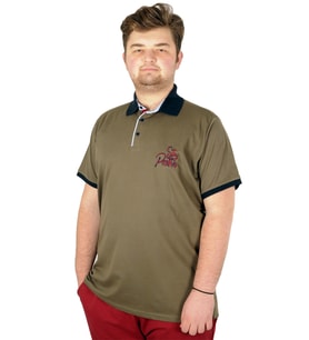 Mode XL Büyük Beden T-shirt Polo Stay Positive 21309 Haki