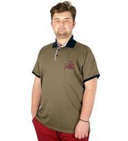 Mode XL Büyük Beden T-shirt Polo Stay Positive 21309 Haki