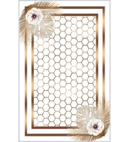 Eliana Home Baskılı, Yıkanabilir Kaymaz Taban Salon Halısı LNA0382 100x150 cm (Beyaz)