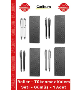 #RollerKalem Lüks Metal Ofis Hediyelik Şık Tasarım Kırtasiye Roller Tükenmez Kalem Seti Gümüş 1 Adet