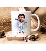 Bk Gift Kişiye Özel Erkek Beyzbol Karikatürlü Beyaz Kupa Bardak-16, Sevgiliye Hediye, Arkadaşa Hediye
