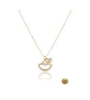 Gold Yaprak Kolye - Zirkon Taşlı Çelik Kadın Kolye, Altın Kaplama18gp, Ahşap Kutu İçerisinde0020