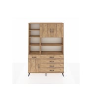 Arges Gardrop 9 Raflı 5 Çekmeceli 3 Kapaklı 132x30x195 Çam-Çam