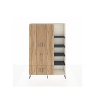 Arges Dolap 6 Raflı 4 Kapaklı Tek Askılı 132x30x195 Aytaşı-Çam/Antrasit