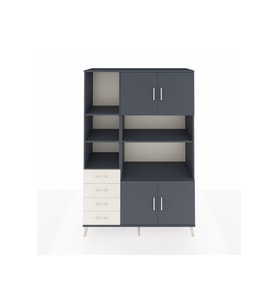 Hyperion Dolap 8 Raflı 4 Çekmeceli 4 Kapaklı 132x44x195 Antrasit-Antrasit/Aytaşı