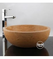 Sipahi Marble Sarı Traverten Yuvarlak Lavabo