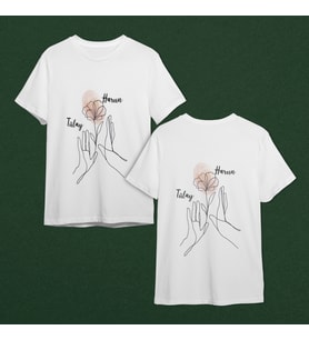 El Ele Tutuşan Sevgili Çift Tasarımlı Tişört Kişiye Özel ( Unisex - Büyük - Çocuk )