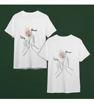 El Ele Tutuşan Sevgili Çift Tasarımlı Tişört Kişiye Özel ( Unisex - Büyük - Çocuk )