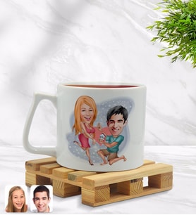 BK Gift Kişiye Özel Sevgililer Karikatürlü Middle Beyaz Kupa Bardak Model 19