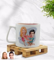 BK Gift Kişiye Özel Sevgililer Karikatürlü Middle Beyaz Kupa Bardak Model 19
