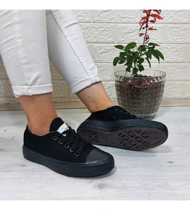Fiyra 554 Siyah-Siyah Kısa Unisex Sneaker Keten Spor Ayakkabı