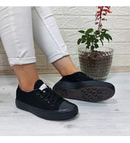 Fiyra 554 Siyah-Siyah Kısa Unisex Sneaker Keten Spor Ayakkabı