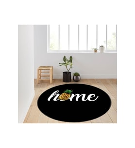 Eliana Home Baskılı, Yıkanabilir Kaymaz Taban Yuvarlak Halı LNA7134 120x120 cm (Siyah)