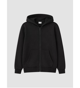LCW Kids Siyah Kapüşonlu Erkek Çocuk Fermuarlı Sweatshirt