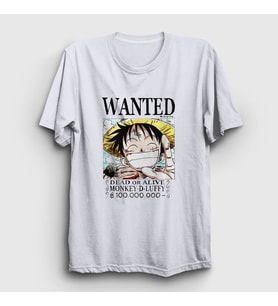 Presmono Unisex Beyaz Wanted Anime One Piece T-Shirt 136140tt