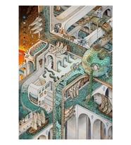 Escher Tablo Ahşap Poster Dekoratif için Balık Tutma