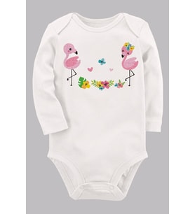 Organik Baskılı Pamuklu Unisex Bebek Body UZUNKOLE121