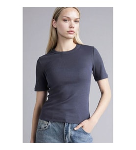 Defacto Slim Fit Antrasit Kadın T-Shirt G8490AX/AR191