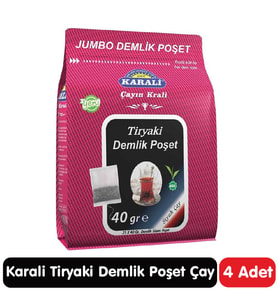 Karali Tiryaki Jumbo Demlik Poşet Siyah Çay 25*40 gr 4 Paket