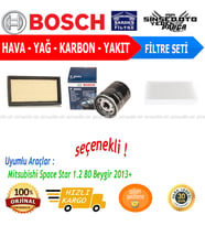 Bosch Filtre Bakım Seti Mitsubishi Space Star 1.2 80 Beygir 2013+ Hava + Yağ F. + Polen Filtre Bosch