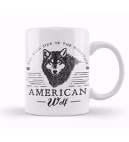 Retro Animal American Wolf Black Kupa Bardak Porselen