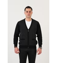 WOOLEN WORLD DÜĞMELİ ÇİFT CEPLİ NOKTA DESENLİ ERKEK TRİKO HIRKA (Antrasit)