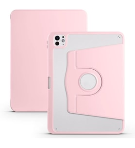 Lexroo Aple ile uyumlu iPad Pro 11 2024 Kılıf Termik Kalem Bölmeli Dönebilen Standlı Kılıf Pembe