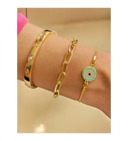 Altın Kaplama 3 lü Kombin Bileklik Seti Gold Renk Kadın Zincir Bilezik Künye Asansör Pandora