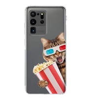 PrintiFy Samsung Galaxy S20 Ultra ile Uyumlu 1mm Slim Fit Kedi 1 050b Baskılı Şeffaf  Kılıf