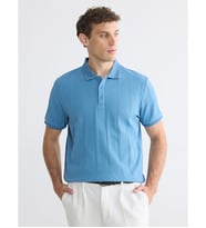 LCWAIKIKI Classic Mavi Polo Yaka Dokulu Erkek Tişört