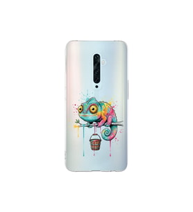 Oppo Reno 2Z ile Uyumlu Splash Bukalemun Tasarımlı Şeffaf Silikon Kılıf