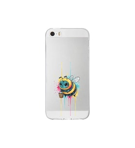 Iphone 5 ile uyumlu Splash arı tasarımlı şeffaf silikon kılıf