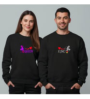 Sevgililer Günü Özel Kombin Bisiklet Yaka Sweatshirt (Siyah)