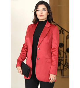 Yaren Astarlı Saten Ceket Bordo