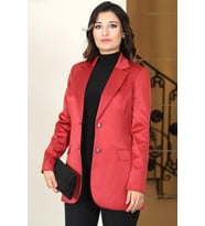 Yaren Astarlı Saten Ceket Bordo