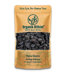 Organik Bitkim Antep Karası Üzüm Kurusu İri Boy Çekirdekli 250 gr