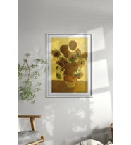 Ahşap Çerçeveli Tablo Çerçeveli Ahşap Dekor Tablo Seti Dekoratif Tablo Van Gogh Ay Çiçeği Tablo ÖZC-428 (Beyaz)