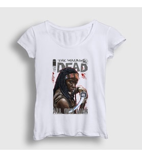 Presmono Kadın Beyaz Fight Michonne The Walking Dead T-Shirt 399738tt