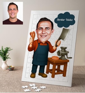 Karikatürlü Kasap Kişiye Özel Puzzle