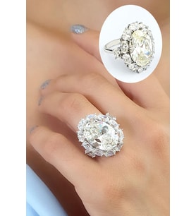 Sky Diamond Taşlı 925 ayar Gümüş Oval Yüzük