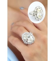Sky Diamond Taşlı 925 ayar Gümüş Oval Yüzük