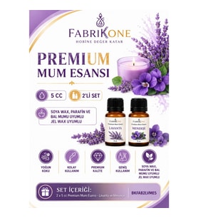 Premium Mum Esansı 5 cc 2'li Set - Lavanta, Menekşe - Soya Wax, Parafin, Jel Wax ve Bal Mumu Uyumlu BKFAB2LVME5
