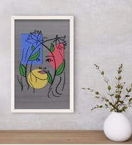 BK Home Woman Line Dekoratif Ahşap Beyaz Çerçeveli Tablo-5
