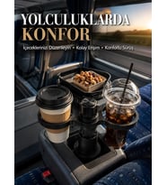 Northcity Araç Bardaklık Genişletici ve Tepsili Düzenleyici - Çift Bardak Tutucu ve Pratik Organizatör