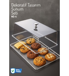 Dekoratif Tasarım Pasta, Kurabiye Saklama Ve Sunum Seti No-4