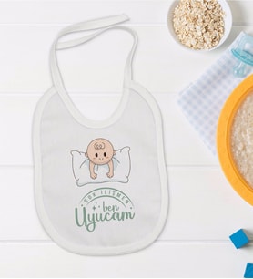 BK Kids Çok İlişmen Tasarımlı Beyaz Bebek Mama Önlüğü-1